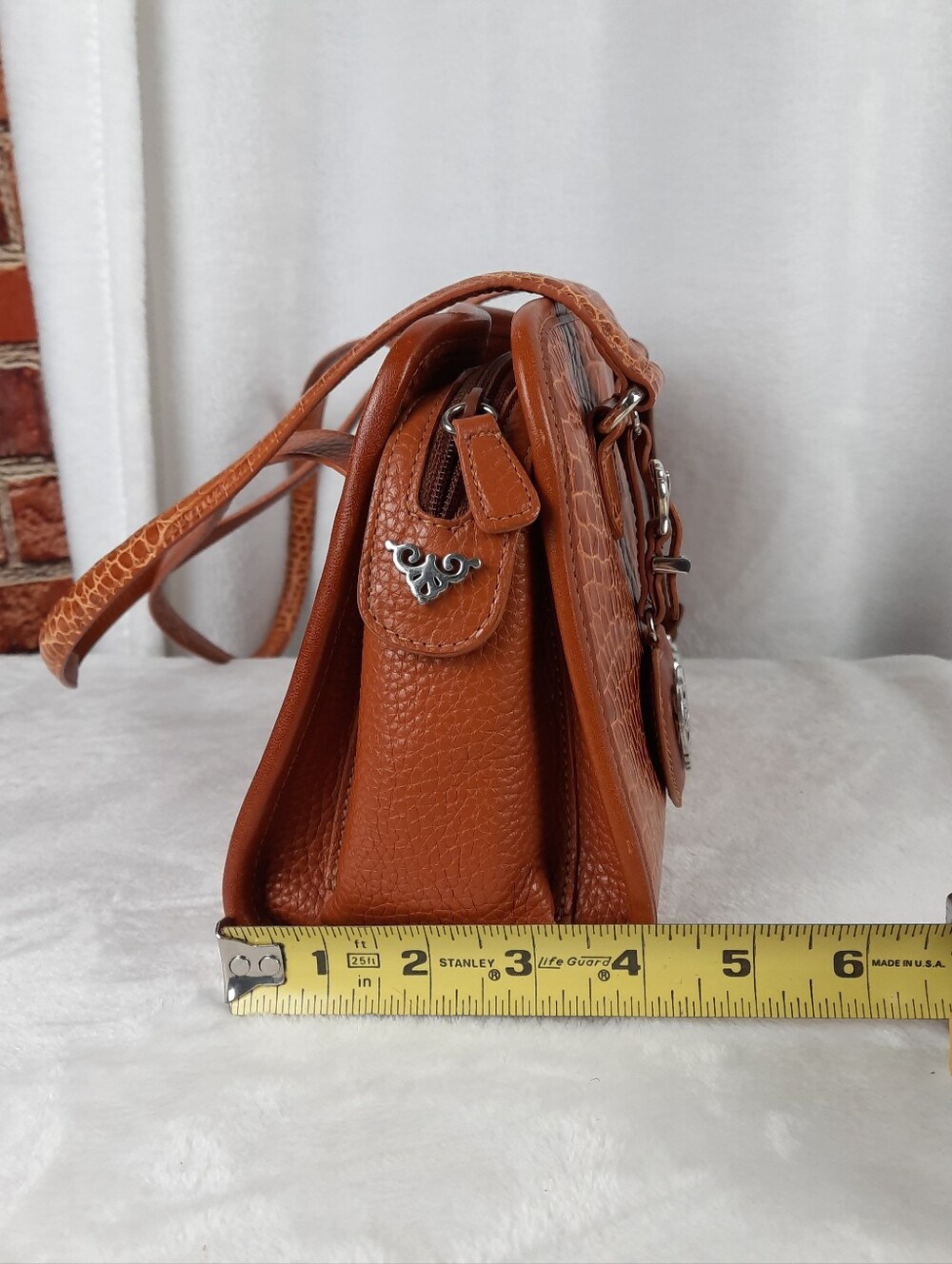 Brighton Leather Croc-Embossed Heart Charm Shoulder Bag - Picture 13 of 13